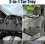 2 in 1 Steering Wheel Tray, Car Table with Phone Holder, Multifunctional Adjustable Car Trays for Eating, Universal Fit for Most Vehicles