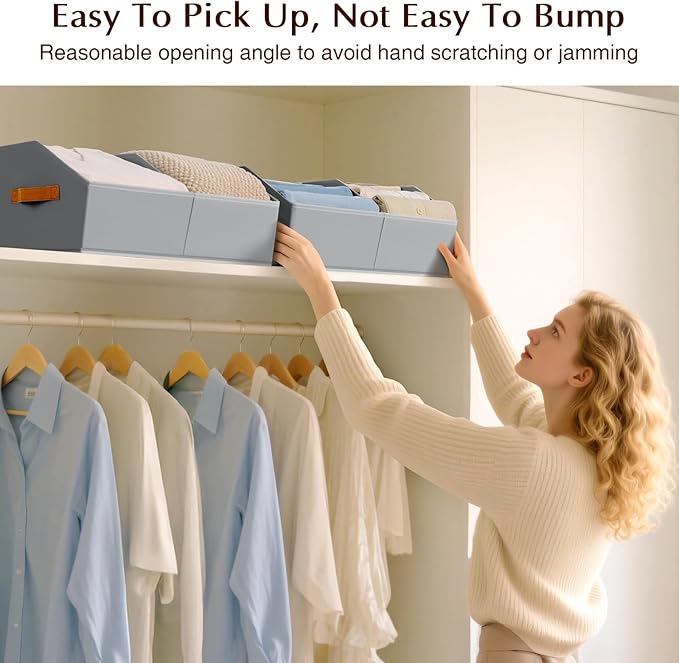 Homsorout Closet Organizers and Storage Bins - 4 Pack Collapsible Divided Trapezoidal Cube Storage Bins Baskets For Organizin