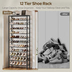 YATINEY 12 Tier Shoe Rack, Large Capacity Shoe Storage Organizer Holds 48 Pairs, Sturdy and Stable, for Entryway, Hallway, Cl