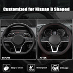 West Llama Customized Auto Car Steering Wheel Cover for Nissan,D Shaped Steering Wheel Cover for Rogue,Altima,Kicks (D-Shaped
