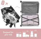 WOOMADA Compression Packing Cubes for Suitcases Travel Essentials 4 Set Expandable Travel Bags Organizer for Luggage(pink leo