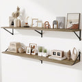 Deep Floating Shelves,55" Wx10 D Wood Wall Shelves Set of 2,Long Wood Floating Shelf with Metal Brackets,Floating Bookshelf f