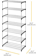 Whitmor 7-Tier Shoe Rack - Small Space Solution - Store up to 14 Pairs of Shoes - Organize Shoes & Accessories - Chrome & Bla