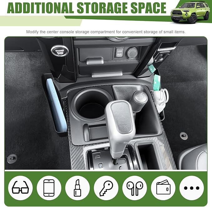 Center Console Organizer for 2010-2024 Toyota 4Runner Gear Shift Side Tray Storage Box for 4 Runner Interior Accessories(Console Shifter Tray/Fit 10-24)