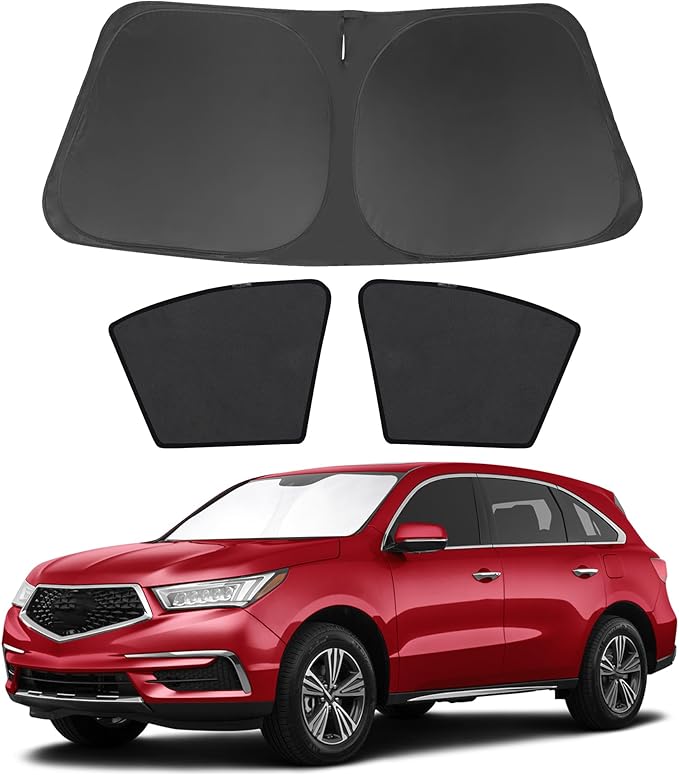3PCS Car Window Shades Front Windshield Sun Shade Foldable Window Shade Custom Fit for Acura MDX 2014-2020 Accessories Car Shades for Front Windows Anti-UV Rays Block Heat