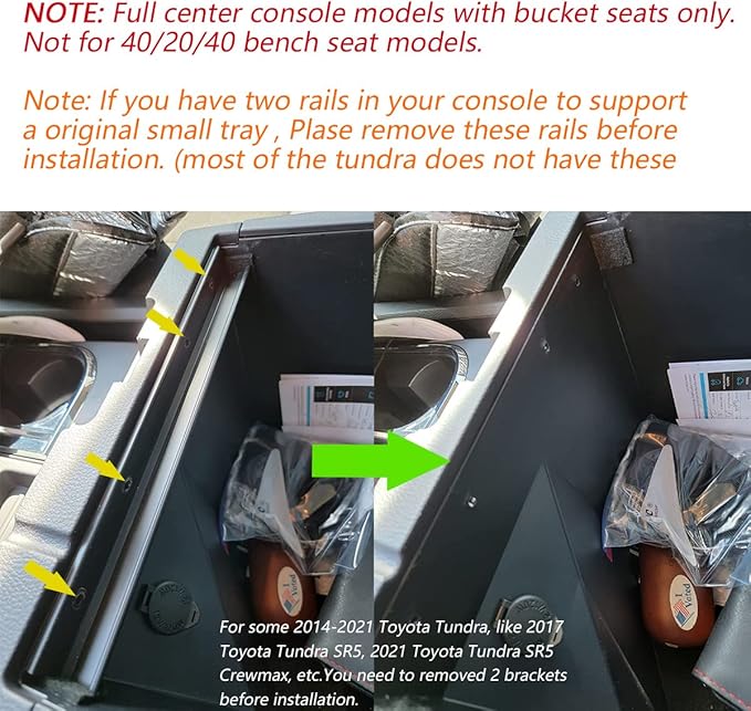 EDBETOS Center Console Tray Organizer Compatible with Toyota Tundra 2014 2015 2016 2017 2018 2019 2020 2021 Accessories, Armrest Secondary Storage Box (Red Trim)