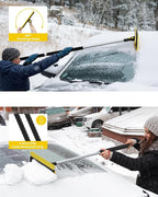 helloleiboo 2025 Extra Long 55.7" Ice Scrapers for Car Windshield Multi-Functional Detachable Car Ice Scraper with Foam Grip and 270° Pivoting Brush Head Snow Brush for SUV Truck Auto(Yellow)