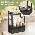 AmazerBath Bamboo Bathroom Countertop Organizer, 2-Tier Makeup Organizer with 2 Drawers, Vanity Organizer Storage Coffee Matc