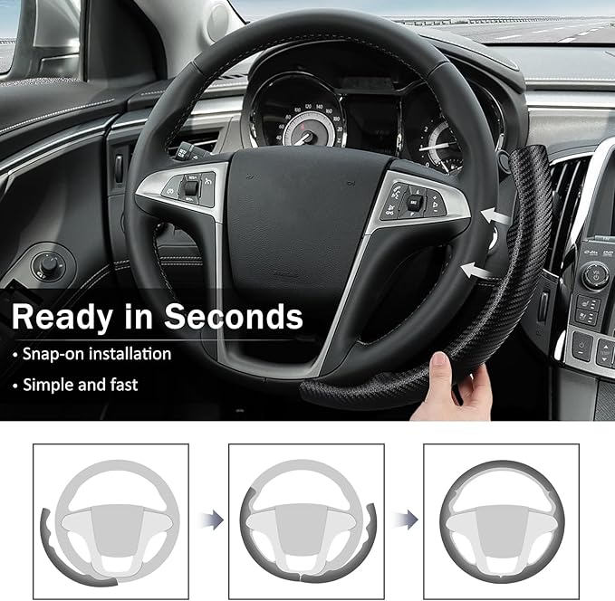 Steering Wheel Cover for Chevy Equinox 2010-2017/ GMC Terrain 2010-2017/ Buick Lacrosse 2010-2015/ Regal 2011-2013 Steering Wheel Accessories for Chevrolet (Matte Black)