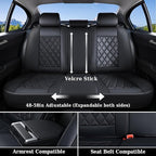 Coverado Car Seat Covers Full Set, Black Seat Covers, Waterproof Faux Leather Car Seat Cover, Luxury Car Seat Cover, Automoti