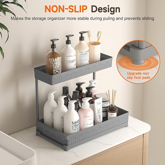 Sevenblue 3 Pack Multi-Purpose Under Sink Organizers and Storage, 2026 L-Shaped Pull Out Cabinet Organizer for Bathroom & Kit
