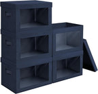 Homsorout Stackable Storage Bins with Lids - Medium Storage Box with Lids, Foldable Closet Boxes for Organizing, Wardrobe Clo