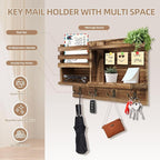 Key Holder Wall Mount, Solid Wood Key and Mail Organizer for Wall(Self Adhesive or Drill), 8 Hooks Key Rack for Entryway Hall