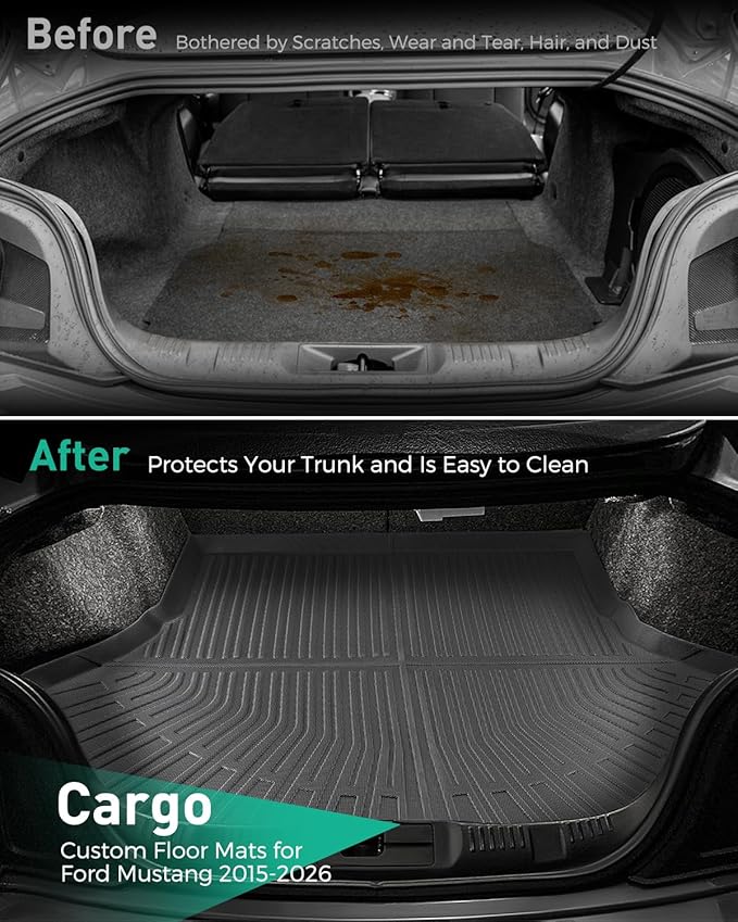 CARxion® for Ford Mustang Floor Mats & Cargo Liner (2015-2024 2025 2026, 5PCS Full Set, Not for Mach-E)