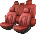 Car Seat Covers Full Set,Red Car Seat Covers,Leather Automotive Seat Covers,Breathable Waterproof Luxury Full Wrapping Edge S