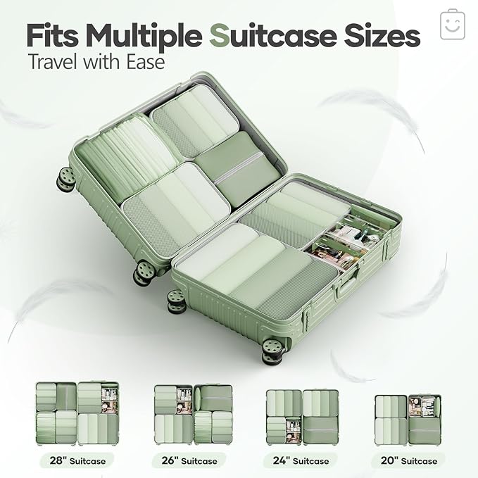 Veken 9/11 Set Compression Packing Cubes for Travel Essentials,Compressible Expandable Large Luggage Suitcase Organizer Bags 