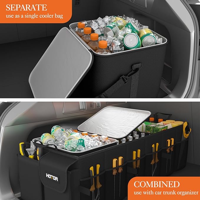 HOTOR Cooler Bag for Trunk Organizer - Portable Cooler for Car Organizer, Leakproof Car Cooler for Vehicle, Soft Small Cooler F