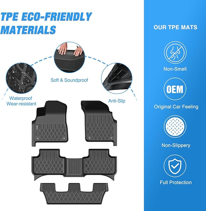Nilight TPE Floor Mats for Audi Q7 SQ7 2017-2026,Audi Q8 2019 2020 2021 2022 2023 2024 2025 2026 All Weather Custom Fit Heavy Duty Floor Liners