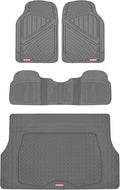 Motor Trend FlexTough Performance All Weather Rubber Car Floor Mats with Cargo Liner – Full Set Front & Rear Odorless Floor Mats for Cars Truck SUV, BPA-Free Automotive Floor Mats (Gray)
