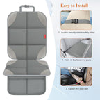 Car Seat Protector, Waterproof 600D Fabric Seat Cushion for Child Car Seat with Thickest Pad, Storage Pockets, Back Car Seat 