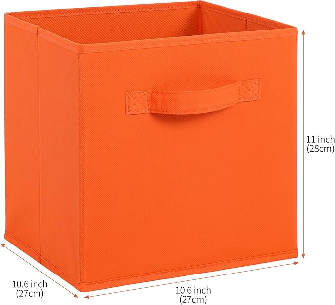 Stero Fabric Storage Bins 6 Pack Fun Colored Durable Storage Cubes with Fabric Handles Foldable Cube Baskets for Home, Kids R