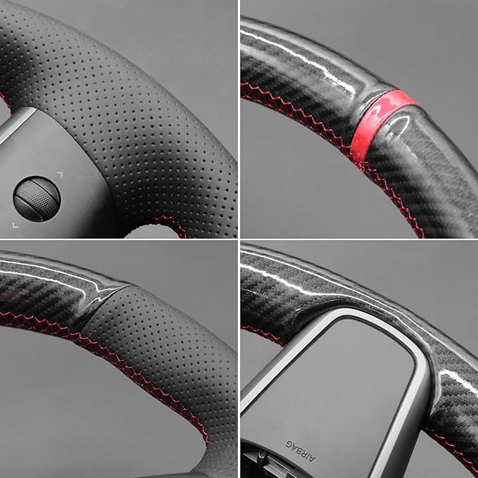 MEWANT Hand Stitched Steering Wheel Cover for Tesla Model 3 2017-2023 / Model Y 2020-2023 for Tesla Model 3/Y Accessories