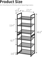 6 Tier Shoe Rack, Tall Metal Shoe Storage with Adjustable Shelves, Holds 12-14 Pairs, Stackable Shoe Stand for Garage Hallway