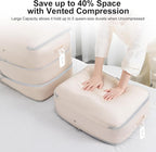 Comforter Storage Bag - Large Capacity Blanket Storage Bags 3-Layer Ultra Space Saving Self Compression Organizer, Washable C