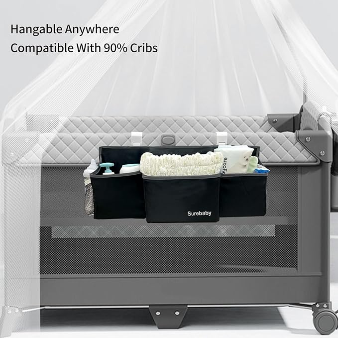 Hanging Baby Diaper Caddy, Single Sheet Dispensing Caddy Organizer Holder For Baby Crib, Nursery Organization Diaper Stacker 