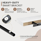 36 Inch Floating Shelves, 8 Inch Deep Floating Shelves for Wall, Hanging Shelf with Invisible Brackets, Deep Shelves for Bath