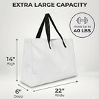 Extra Large Canvas Tote Bag - Big Reusable Grocery Shopping Heavy Duty Foldable