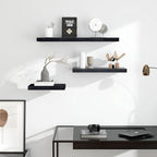 Fun Memories Deep Floating Shelves - 16" W x 9.3" D x 1.6" H Rustic Black Wall Shelf - Wall Mounted Shelves for Storage - Woo