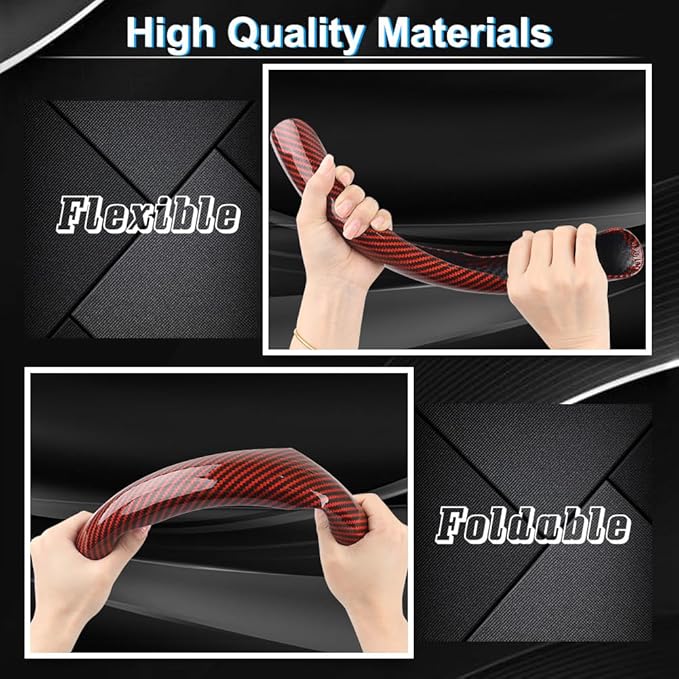 Carbon Fiber Steering Wheel Cover 3PCS, Non-Slip Grip for Universal Cars,Fit for 14–16 Inch Wheels, Interior Accessories for 