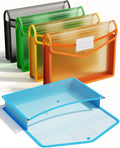 ThinkTex Plastic Expanding File Folder, Transparent Envelopes with Snap Closure, No Dividers, Large Capacity, Assorted Colors