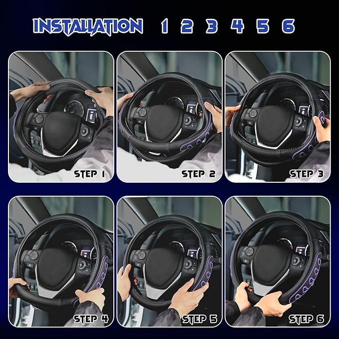 Ventilated Heart-Shaped Steering Wheel Cover with Anti-Slip Leather Grip. Compatible with Ford, Toyota, Honda, Nissan, and Ch