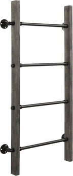 MyGift Wall Mounted Blanket Ladder Farmhouse Gray Wood and Industrial Metal Pipe Towel Hanging Rack