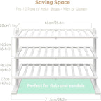 Varhomax White Shoe Rack, Bamboo Shoe Rack Organizer for Closet and Entryway, Thick Wooden Free Standing Shoe Shelf for Small