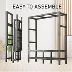 Foldable Portable Wardrobe On Wheels, Freestanding Garment Rack, with Magnetic Door 2000lbs, Heavy Duty Clothes Rack, for Bed
