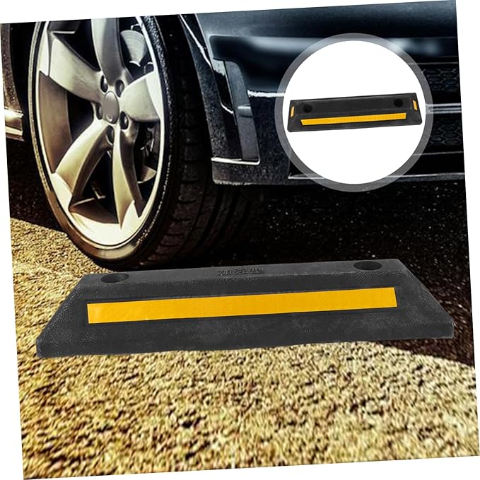 Garage Parking Stopper Sturdy Wheel Stop Aid for Cars Trucks Rvs Reflective Film for Enhanced Visibility Reinforced Design for Parking Lots Schools More