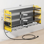 POKIPO Large Power Tool Organizer Wall Mount with Charging Station,4 Layer Heavy Duty Metal Storage Rack Loads 600lbs with 8 