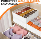 Criusia Drawer Organizer - 6 Set Clothes Organizer for Closet & Bedroom - 90 Cells Bins for Sock, Underwear, Bra, Baby Clothe