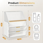 Makeup Organizer Countertop with Drawers & Lid, Skincare Organizer for Vanity, Large Cosmetic Organizer & Display Cases and S