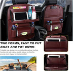 2 PCS Car Seat Back Pocket, Waterproof Leather Auto Back seat Organizer for Kids, Upgraded Car Organizer with Tablet Holder Pockets, Universal Interior Car Accessories (Wine Red)