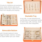 Voova Jewelry Box Organizer for Women Girls, 2 Layer Large Men Jewelry Storage Case, PU Leather Display Jewellery Holder with