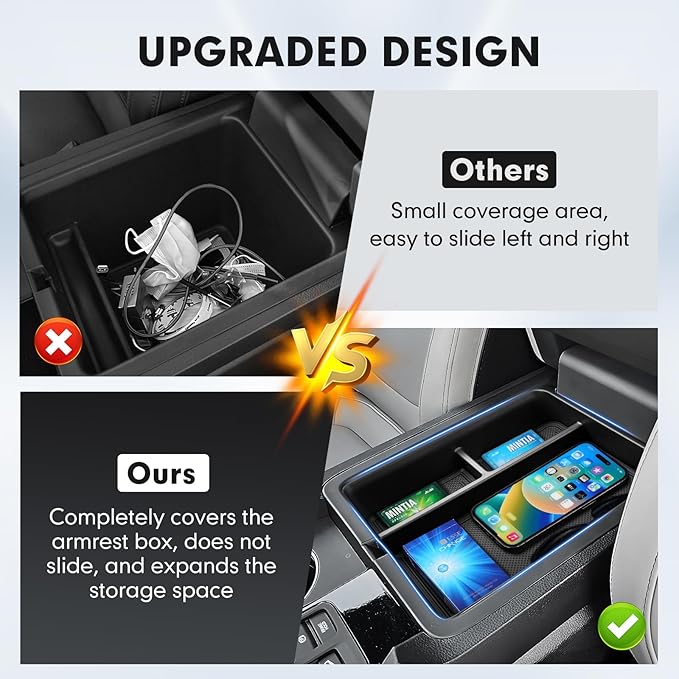 Autorder 3PCS Center Console Organizer for Honda Pilot 2023 2024 2025 2026 Accessories - Armrest Organizer Tray/Dashboard Storage Box/Hidden Storage Box - ABS Material