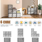 LUKYTOWER Cube Storage Organizer Shelf with Printed Bins + Labels, Cubby Storage Organizer with Bins, Large Capacity Shelves 
