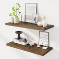 Dreamland 32" Floating Shelves for Wall, 12" Deep Slim Rustic Brown Floating Shelves, Wall-Mounted Shelves for Bedroom, Livin