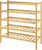 Kitsure Bamboo Wooden Shoe Rack for Closet - Stackable Shoe Organizer with Modular Structure, Space-Saving Shoe Shelf for Ent