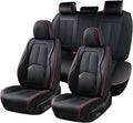 Coverado Car Seat Covers Full Set, Premium Nappa Leather Seat Covers for Car, Waterproof Car Seat Protector with Lumbar Suppo