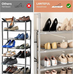 LANTEFUL 6 Tier Shoe Rack Storage for 24-30 Pairs Shoe and Boot, Shoe Organizer with Hook and Side Pocket Free Standing Long 